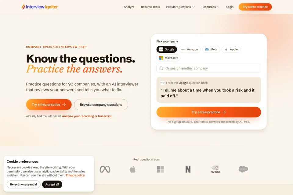 Landing page preview