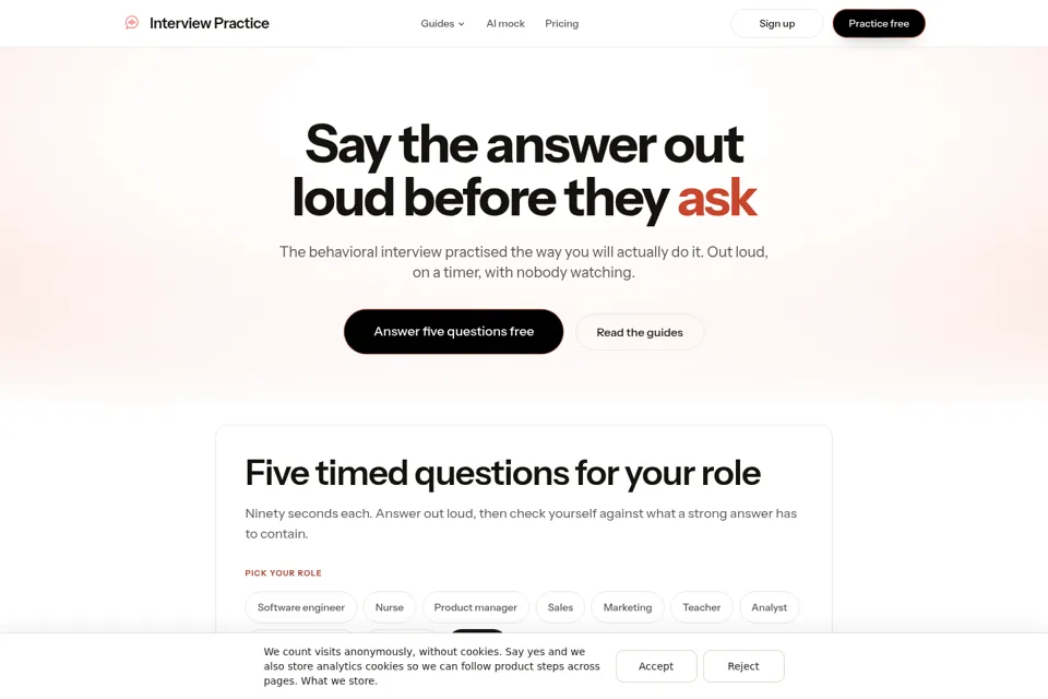 Aperçu de la landing page