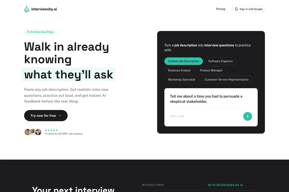 Aperçu de la landing page