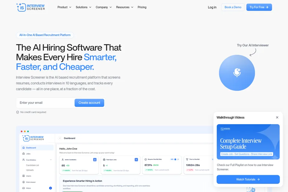 Aperçu de la landing page