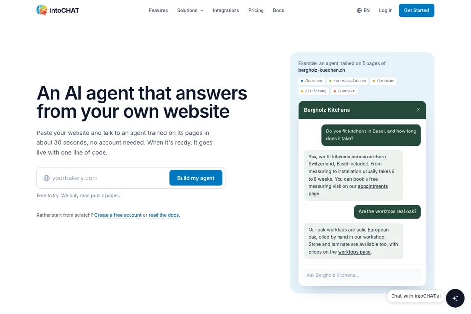 Aperçu de la landing page