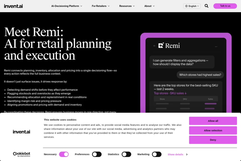 Aperçu de la landing page