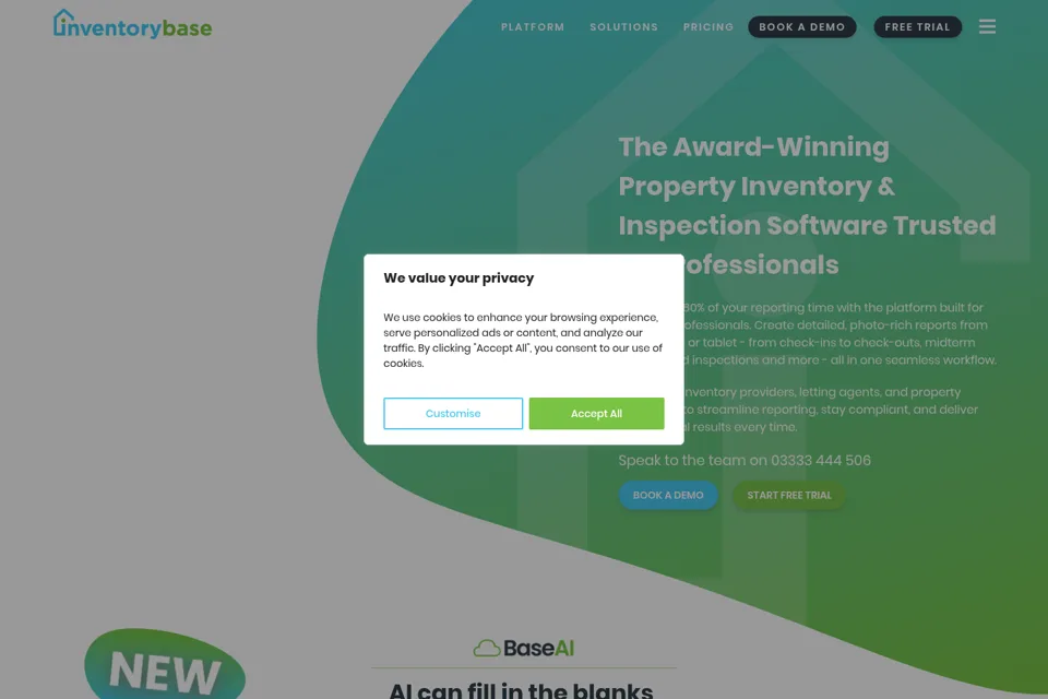 Aperçu de la landing page