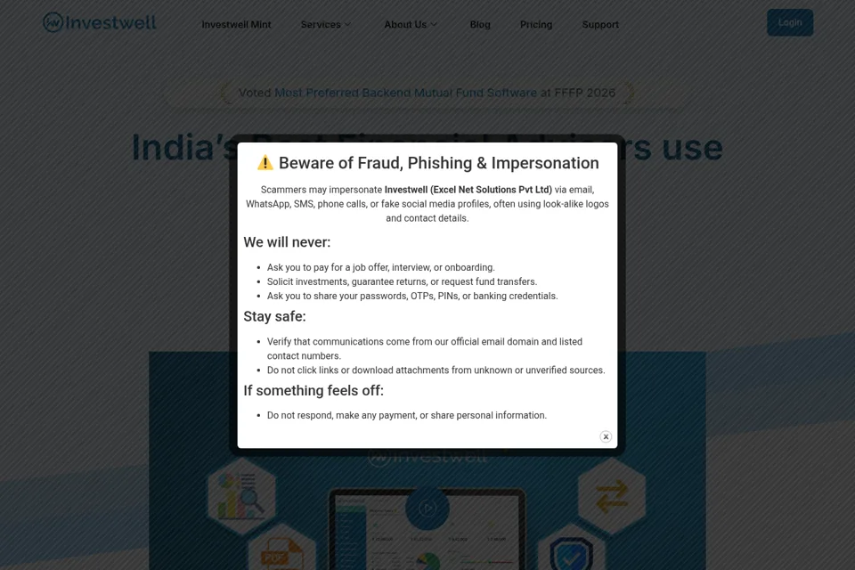 Aperçu de la landing page