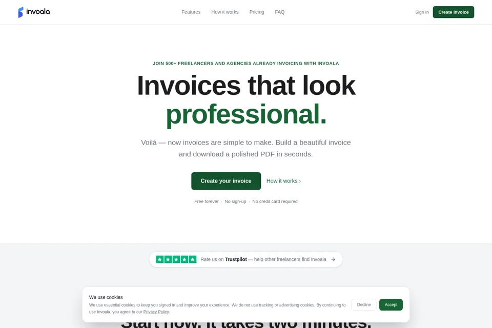 Aperçu de la landing page
