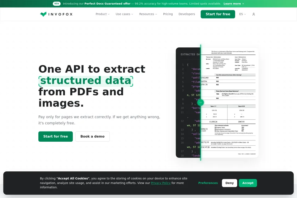 Aperçu de la landing page