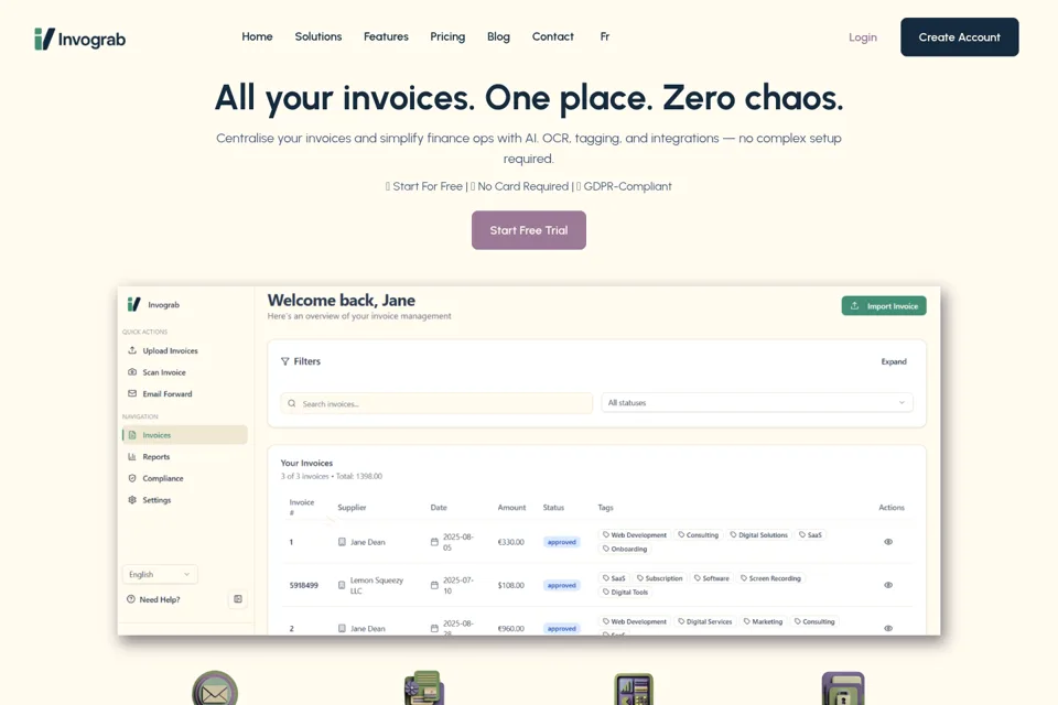 Aperçu de la landing page
