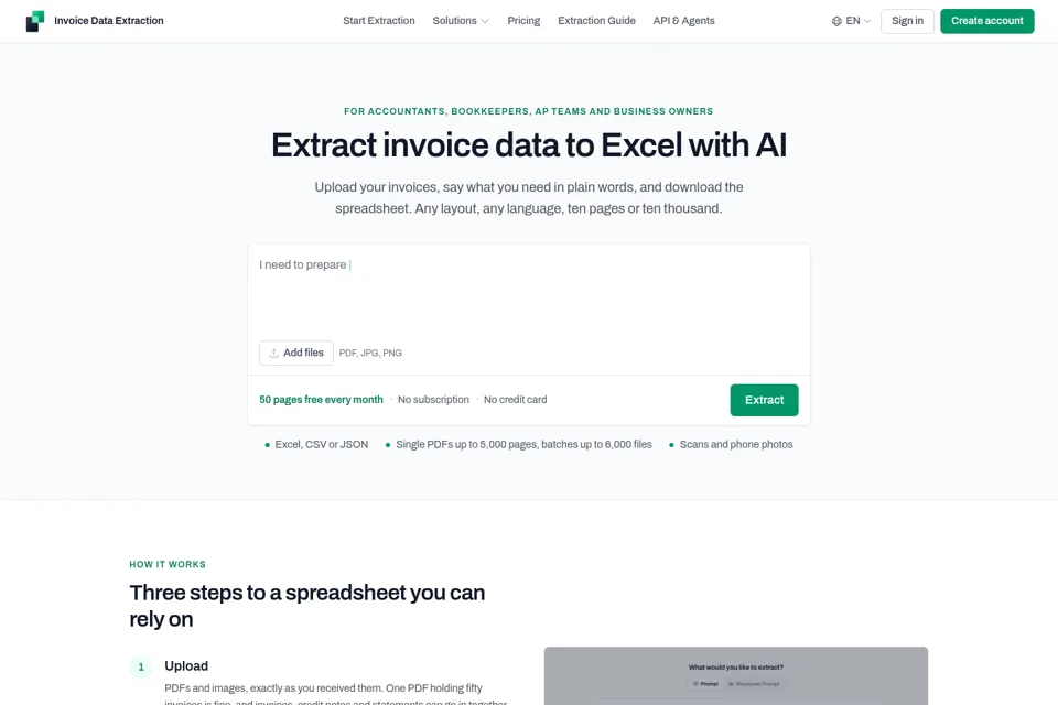 Aperçu de la landing page