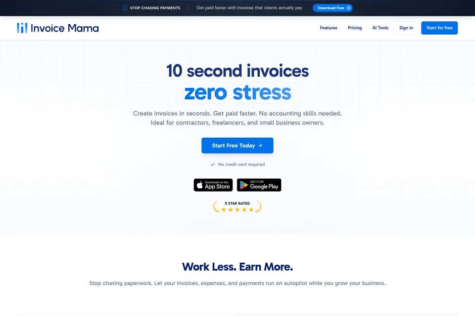 Aperçu de la landing page