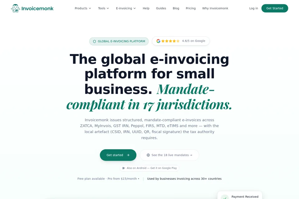 Aperçu de la landing page