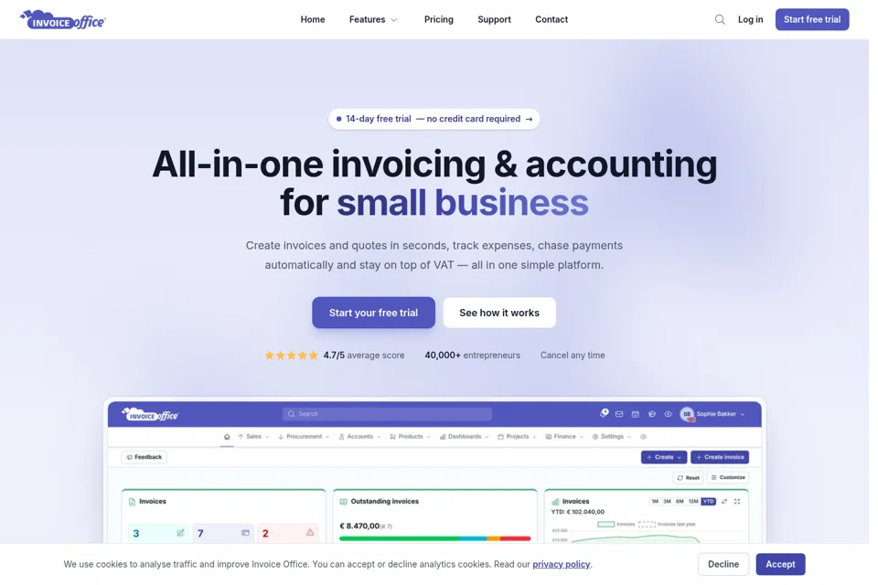 Aperçu de la landing page