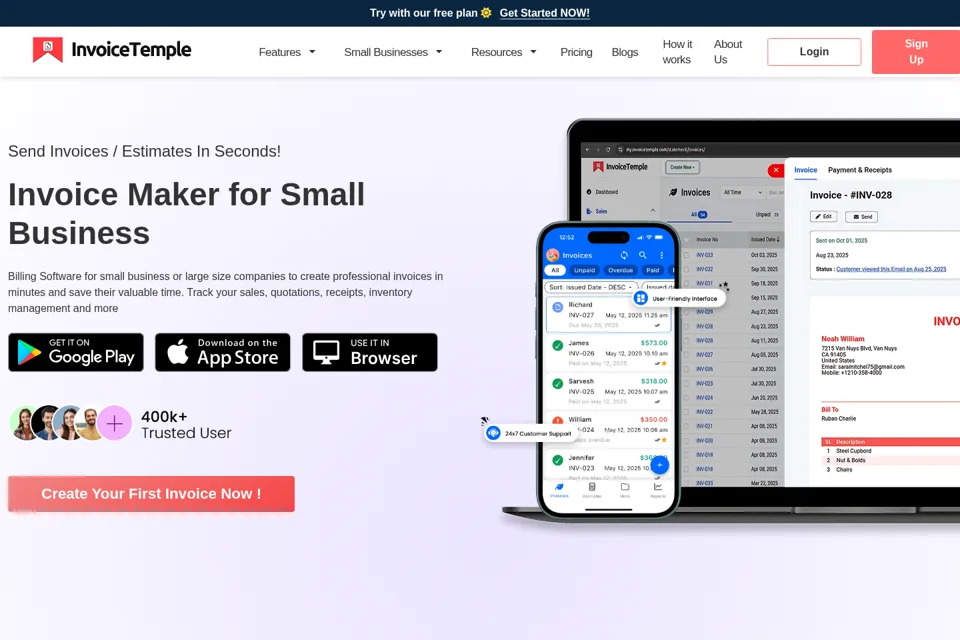 Landing page preview