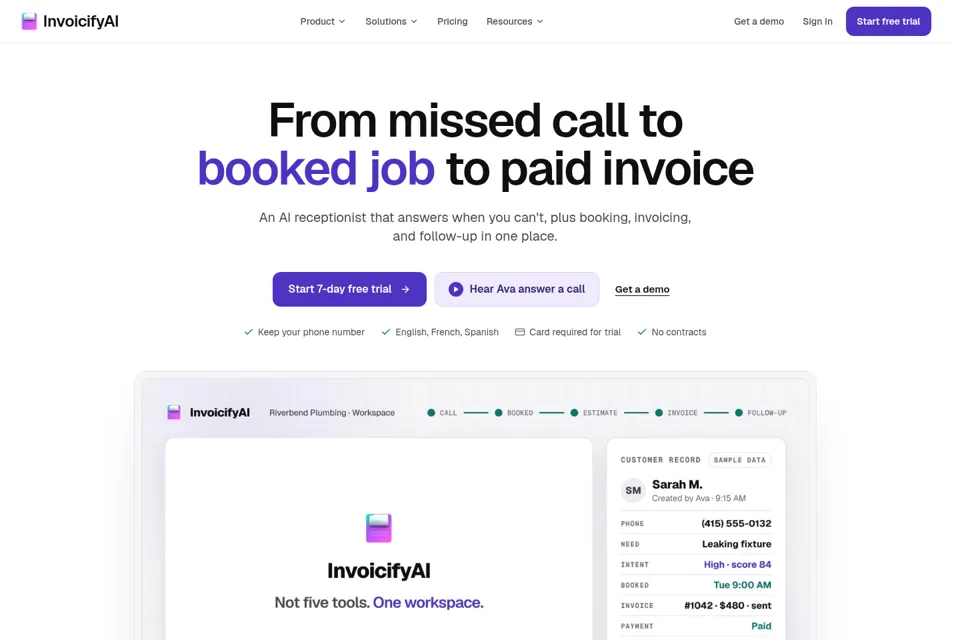 Aperçu de la landing page