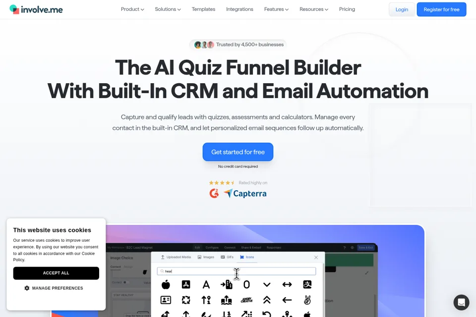 Aperçu de la landing page