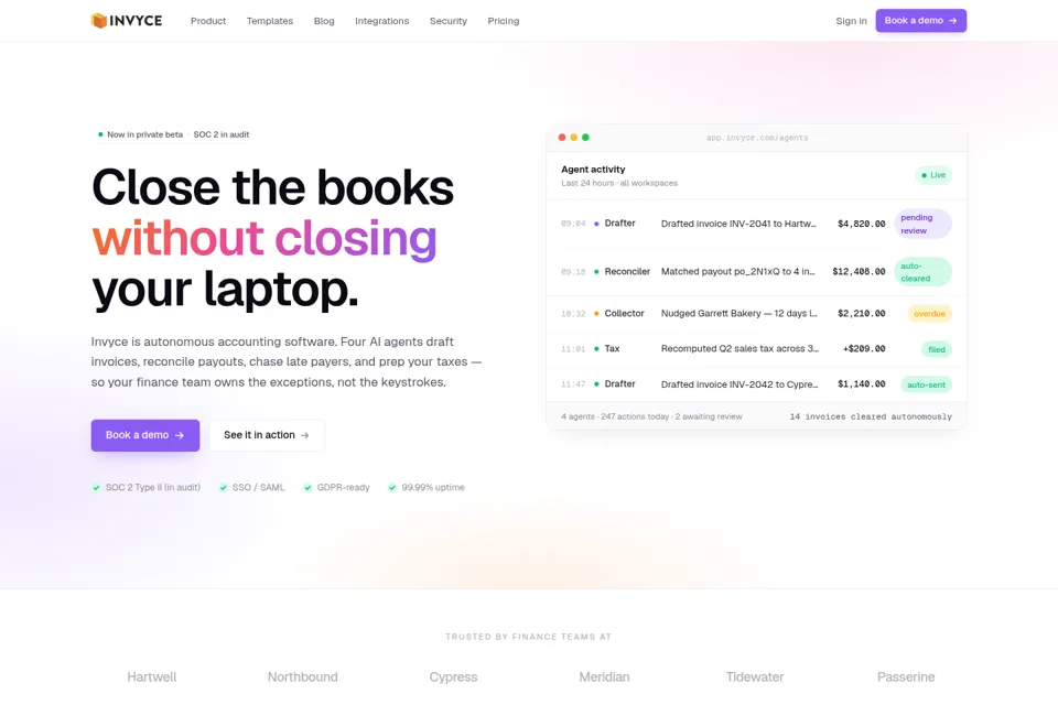 Aperçu de la landing page