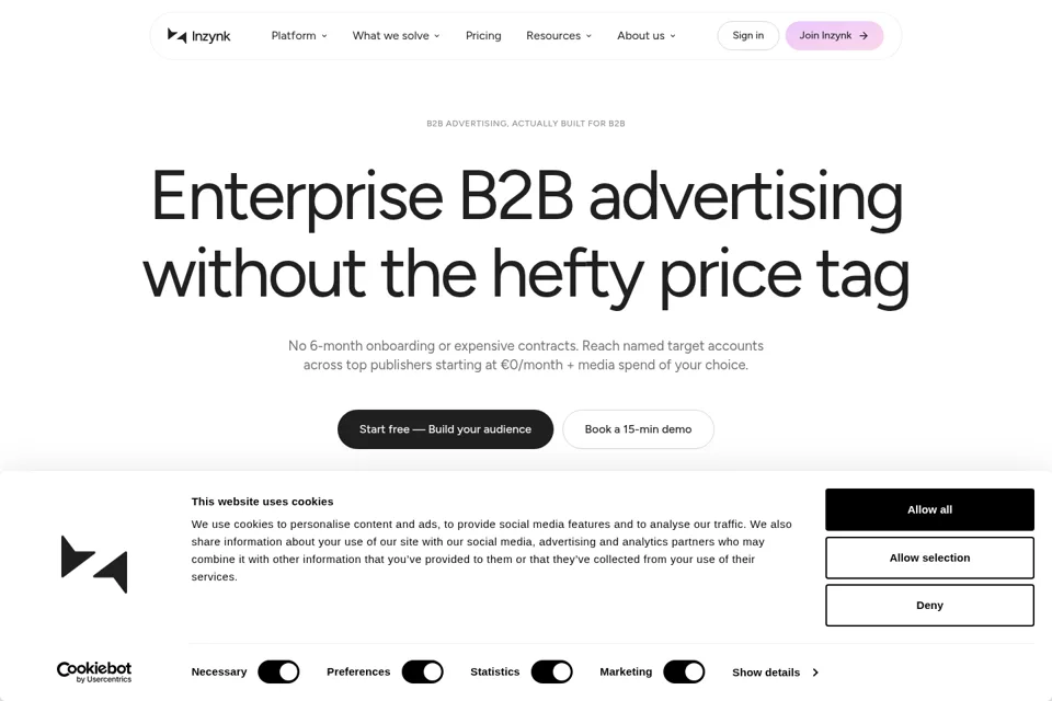 Aperçu de la landing page