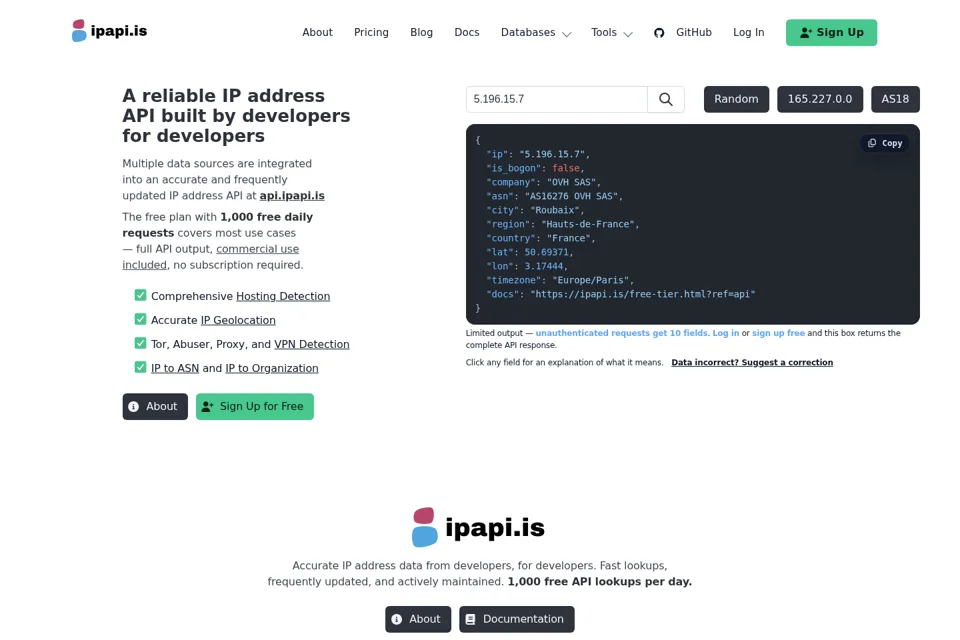 Aperçu de la landing page