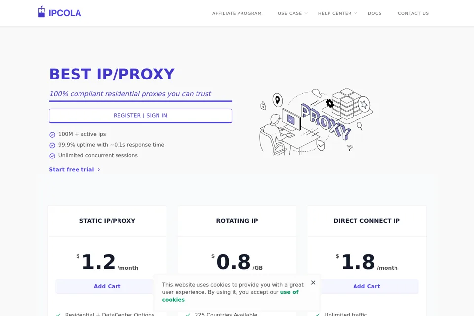 Aperçu de la landing page
