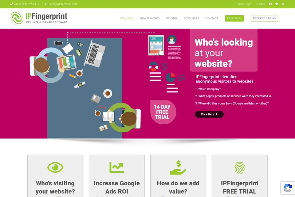 Aperçu de la landing page