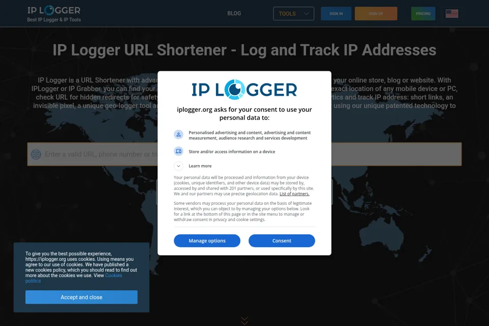 Aperçu de la landing page