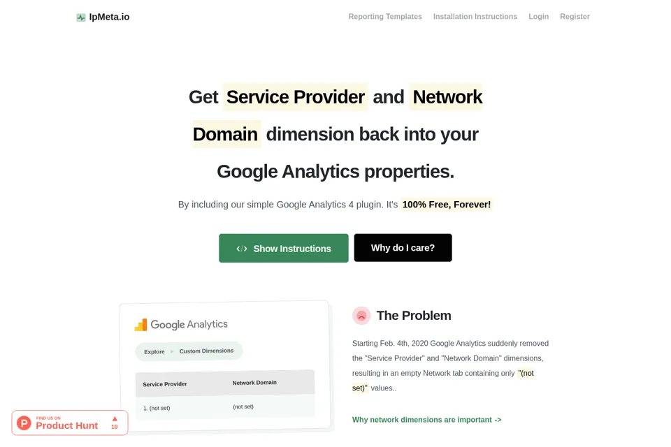 Aperçu de la landing page