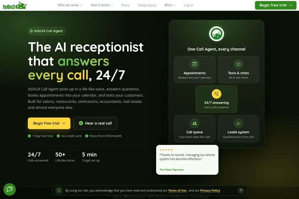 Aperçu de la landing page