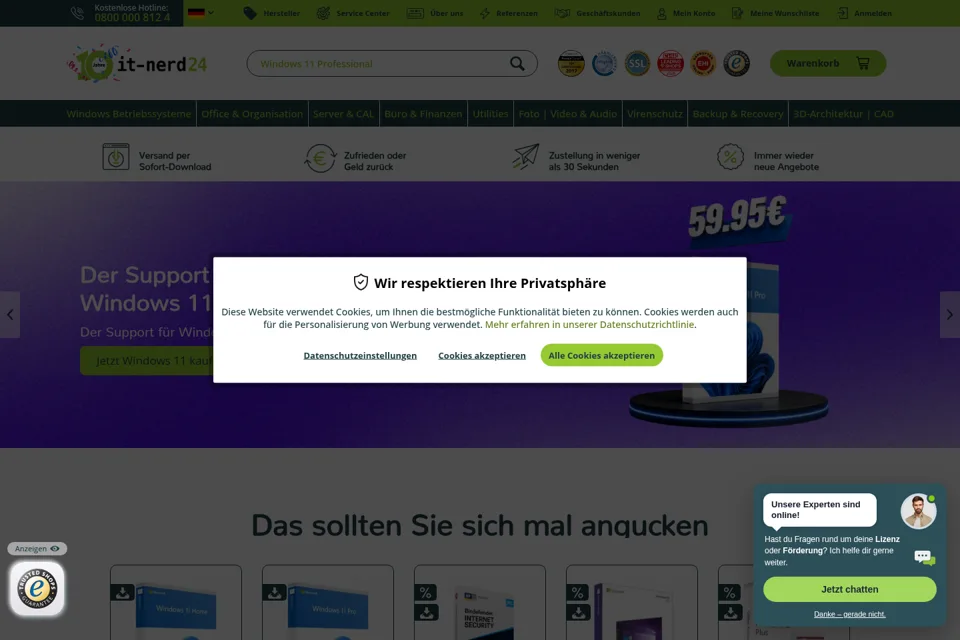 Aperçu de la landing page
