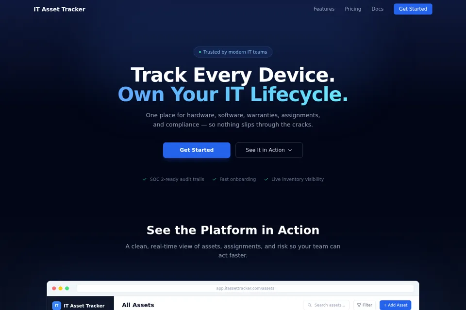 Aperçu de la landing page