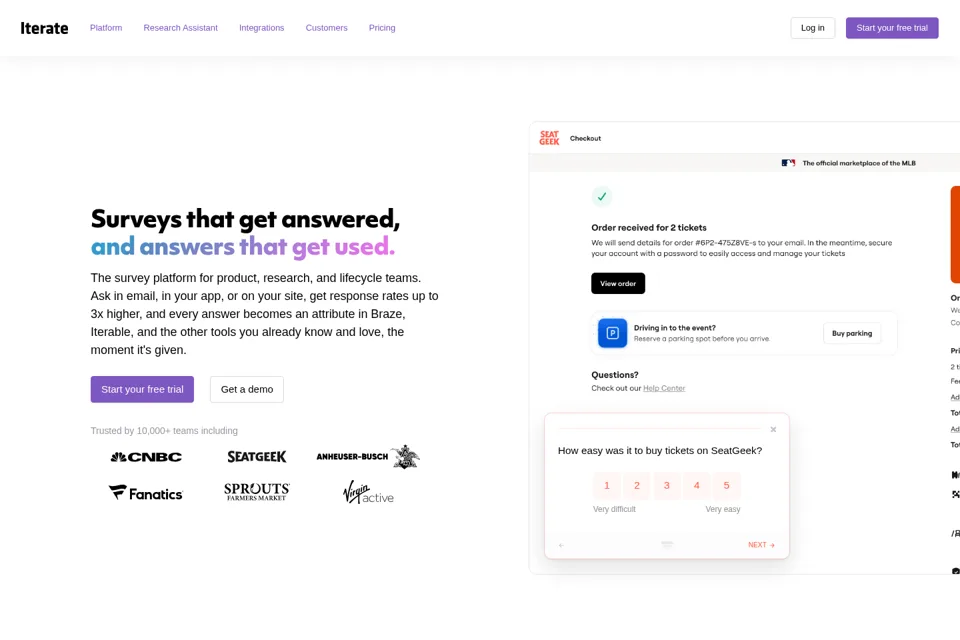 Aperçu de la landing page
