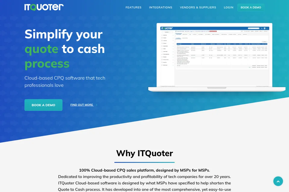 Aperçu de la landing page