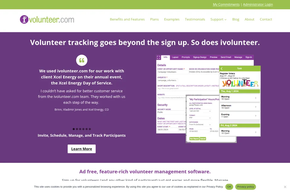 Aperçu de la landing page