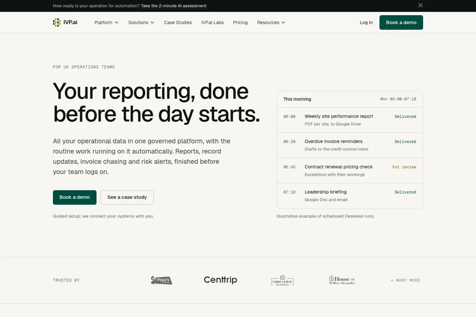 Aperçu de la landing page