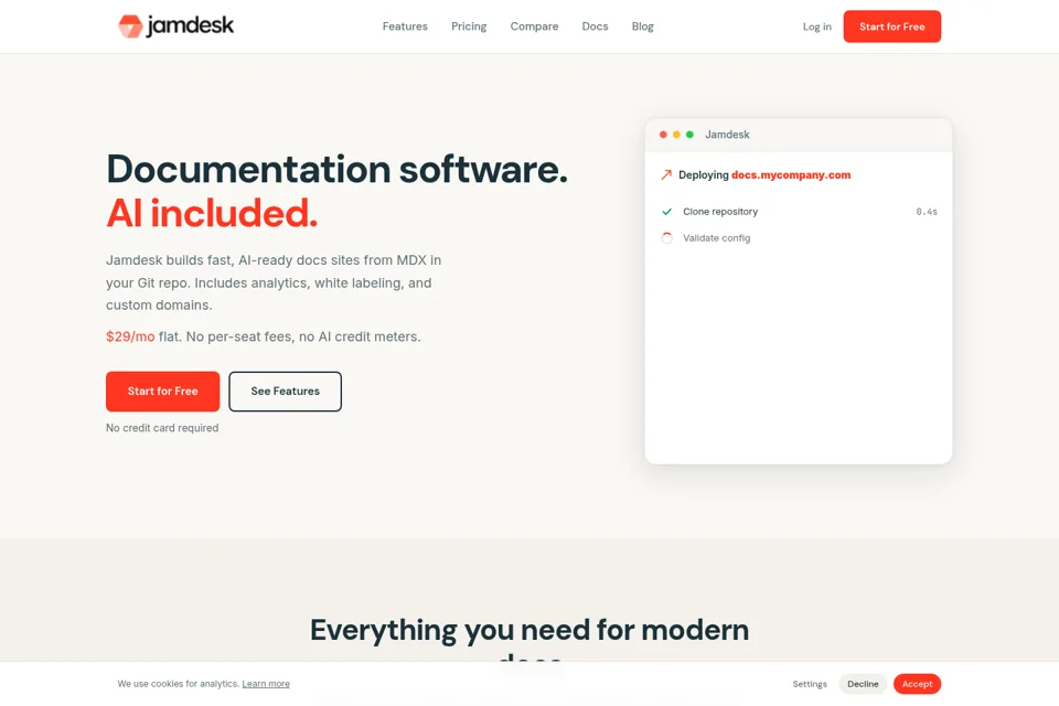 Aperçu de la landing page