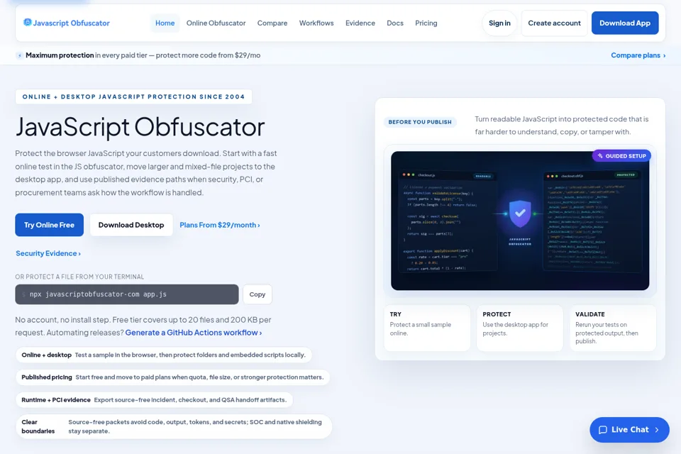 Landing page preview