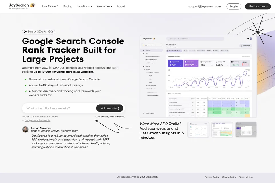 Aperçu de la landing page