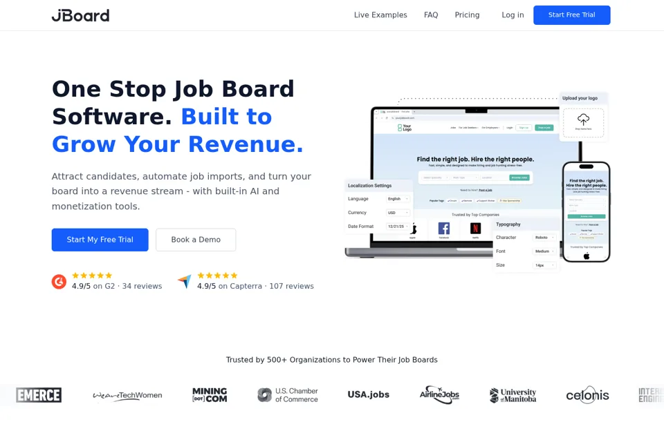 Aperçu de la landing page