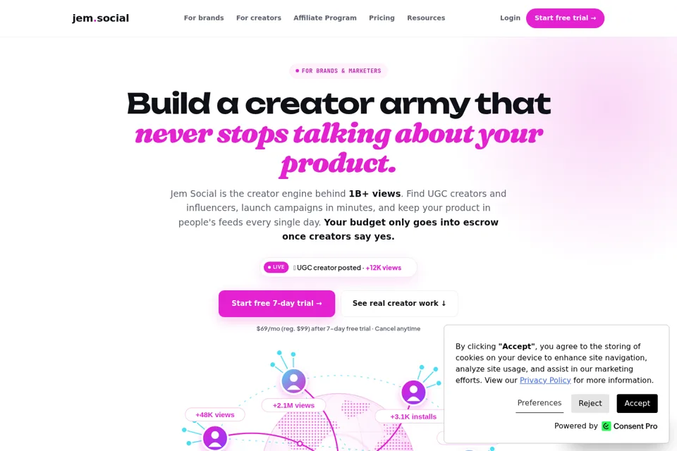 Aperçu de la landing page