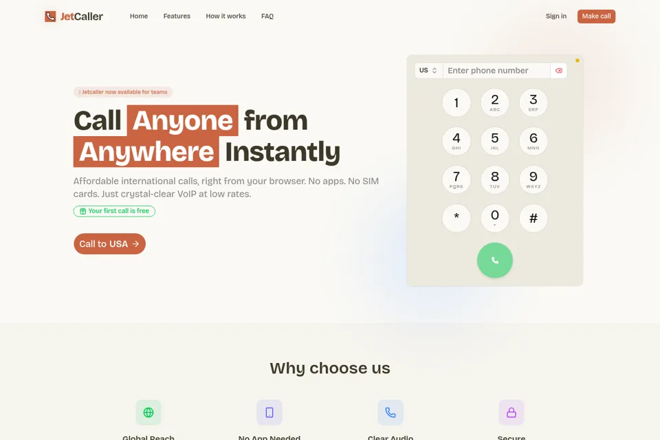 Aperçu de la landing page