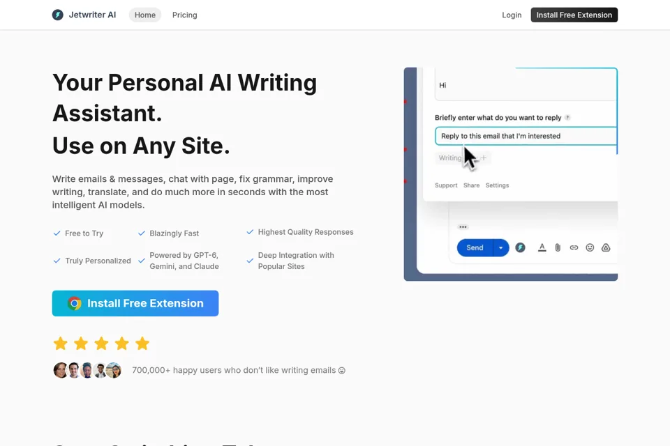 Aperçu de la landing page
