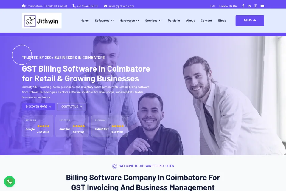 Aperçu de la landing page