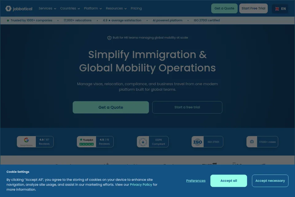 Aperçu de la landing page