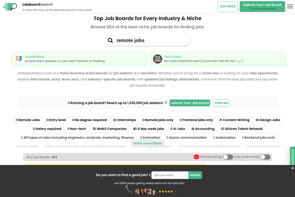 Aperçu de la landing page