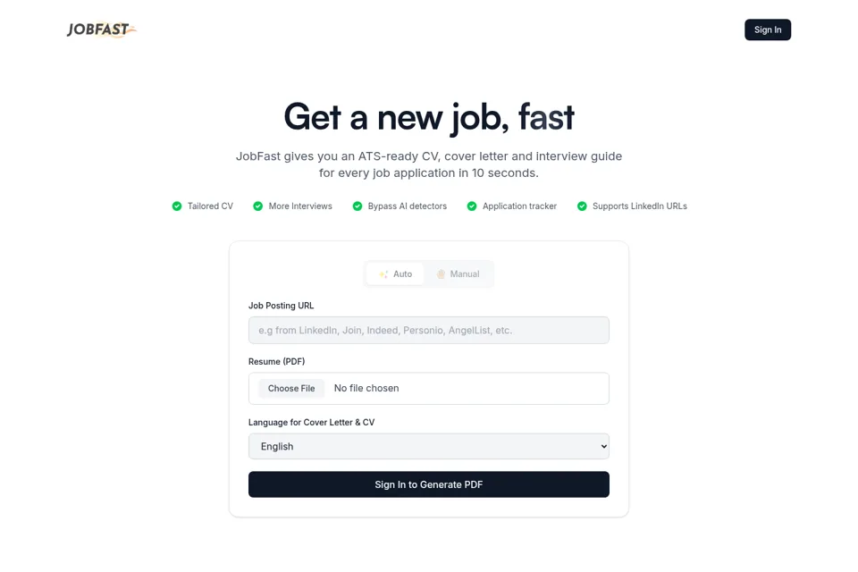 Aperçu de la landing page