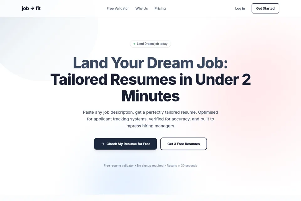 Aperçu de la landing page