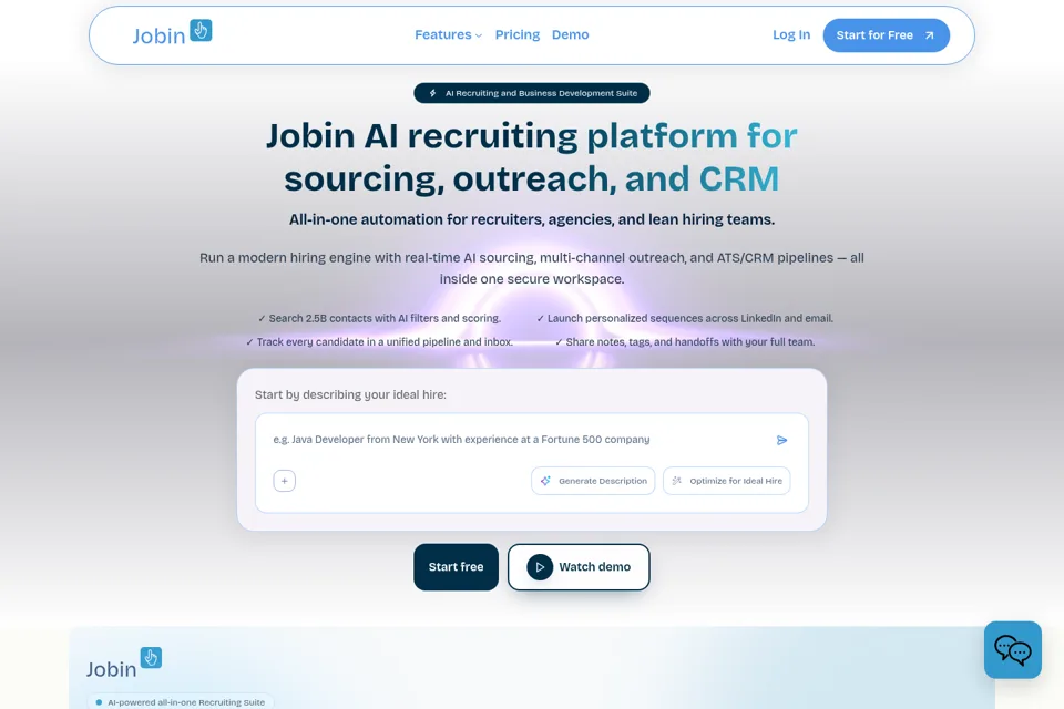 Aperçu de la landing page