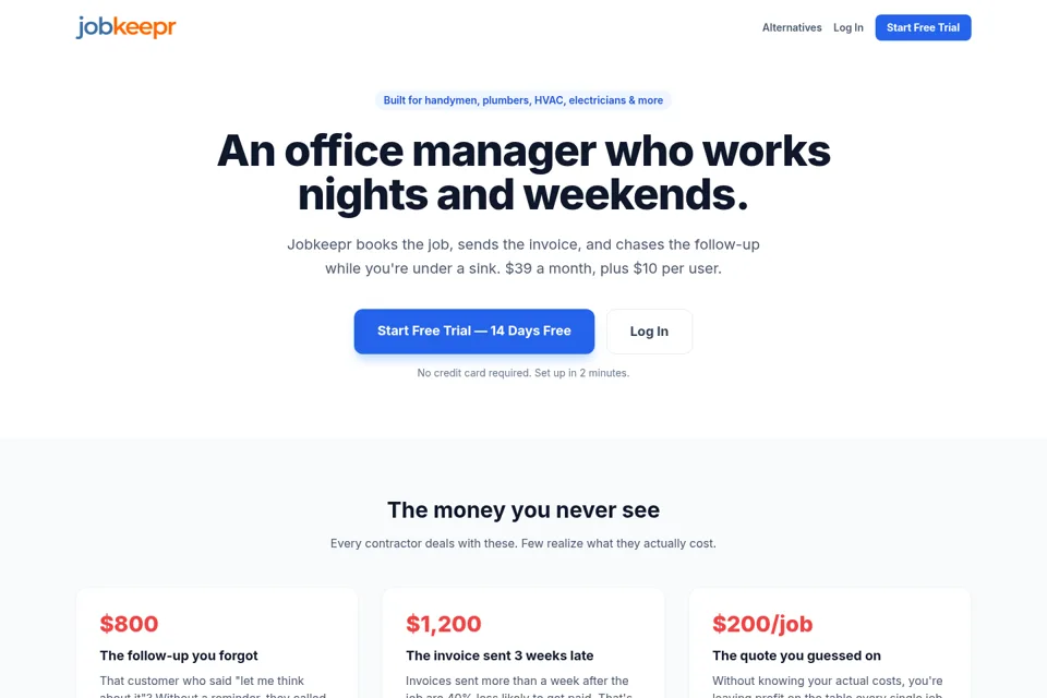 Aperçu de la landing page