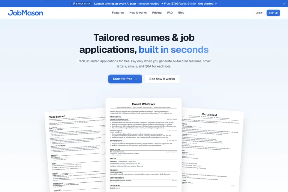 Aperçu de la landing page
