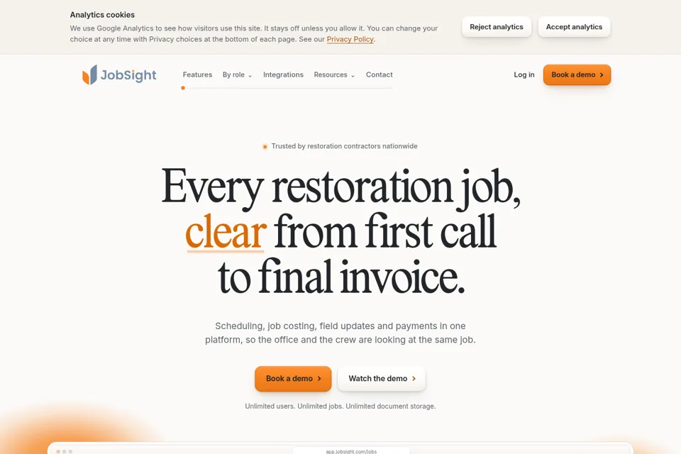 Aperçu de la landing page