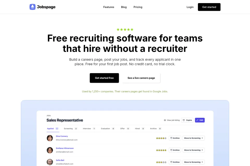 Aperçu de la landing page