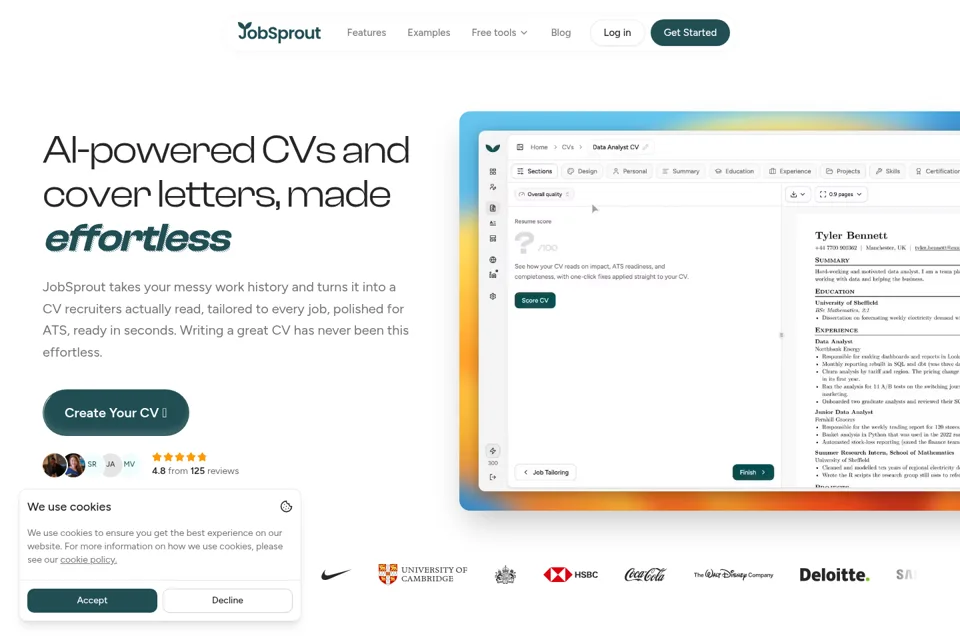 Aperçu de la landing page